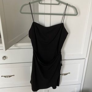 black dress, open back